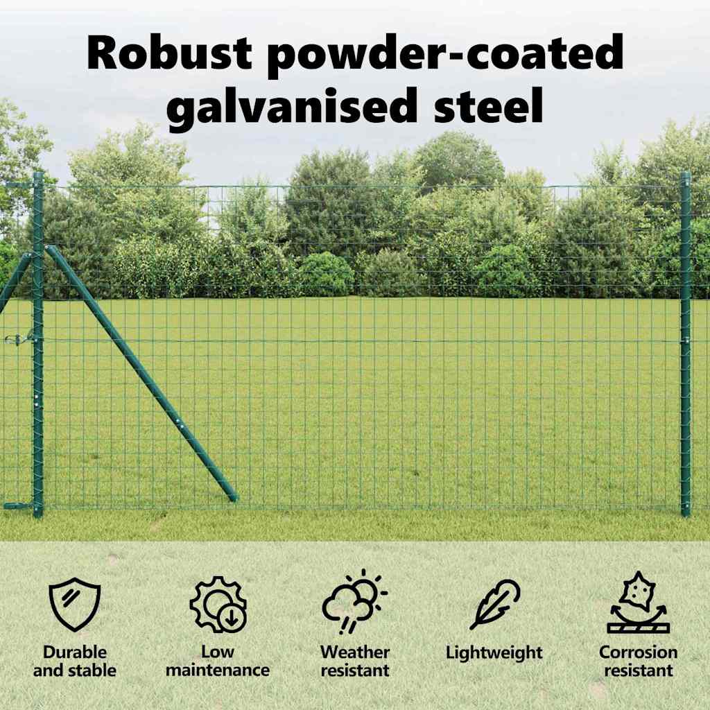 Embedded Fence Post 13 pcs Green Powder-Coated Steel