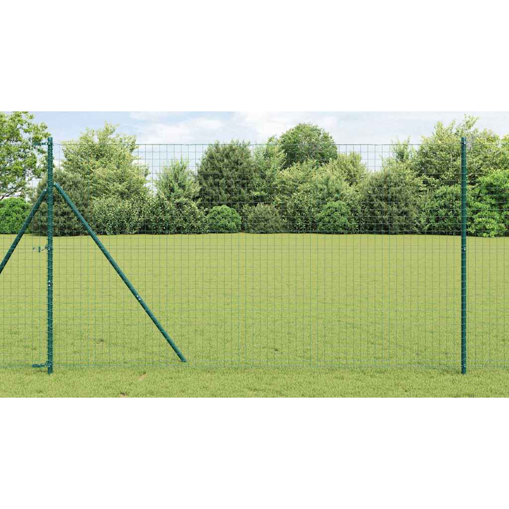 Embedded Fence Post 7 pcs Green Powder-Coated Steel