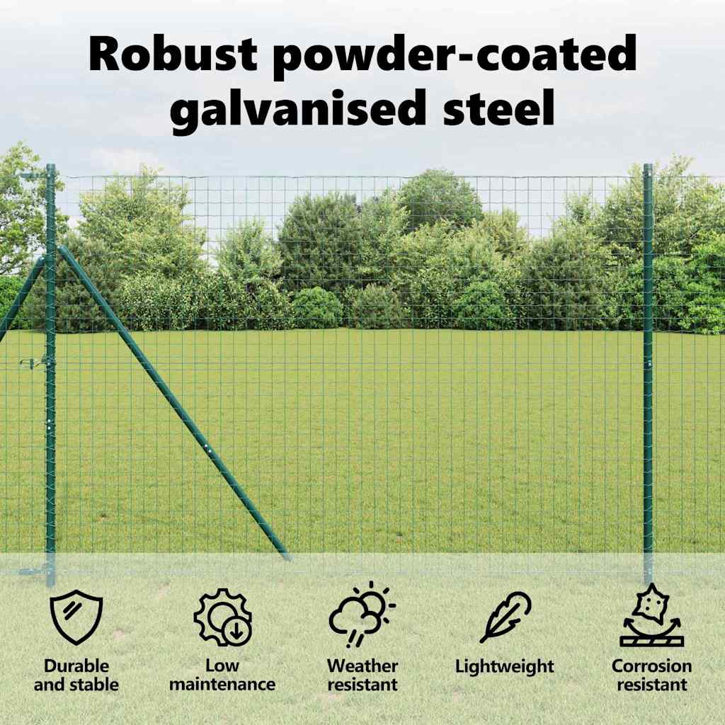 Embedded Fence Post 7 pcs Green Powder-Coated Steel