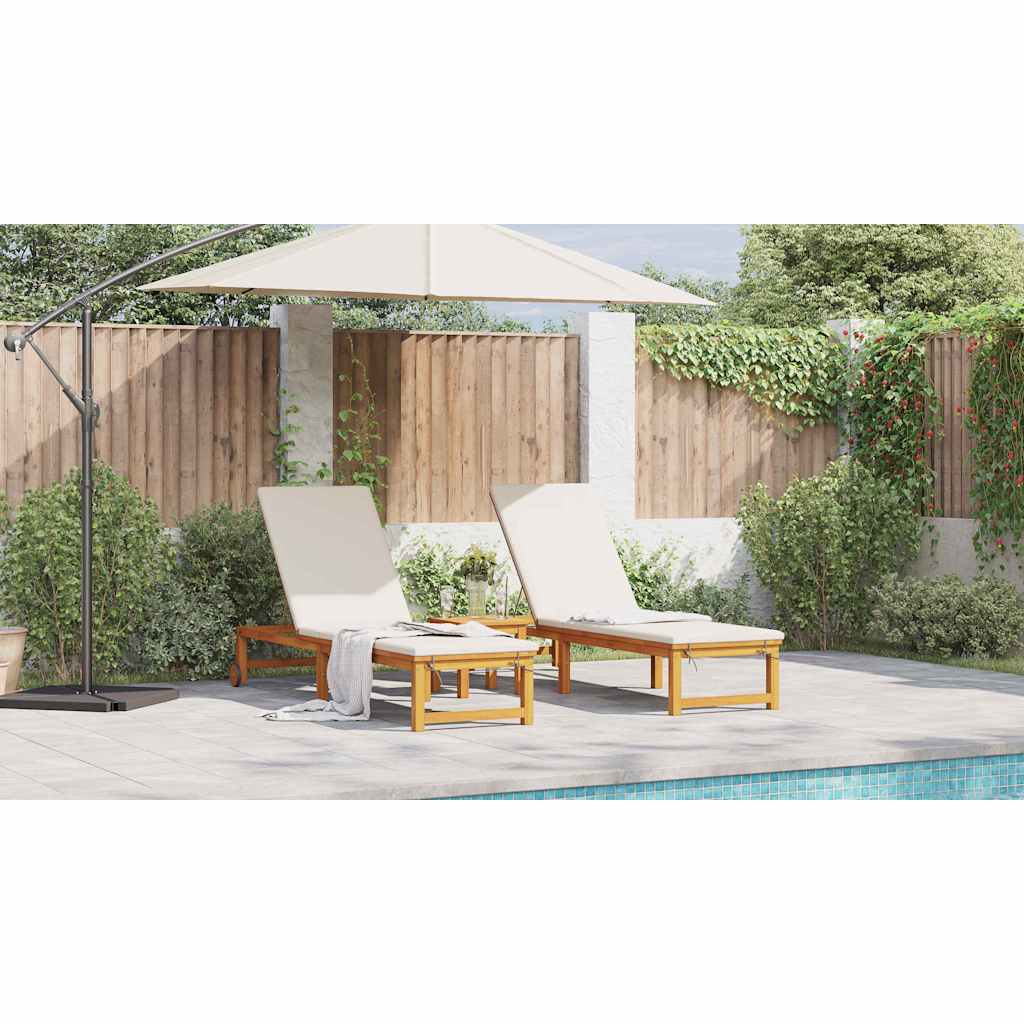 Sun Lounger 2 pcs Solid Acacia Wood Brown