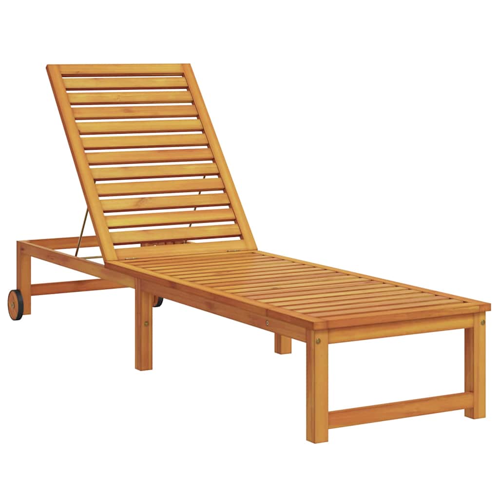 Sun Lounger 2 pcs Solid Acacia Wood Brown