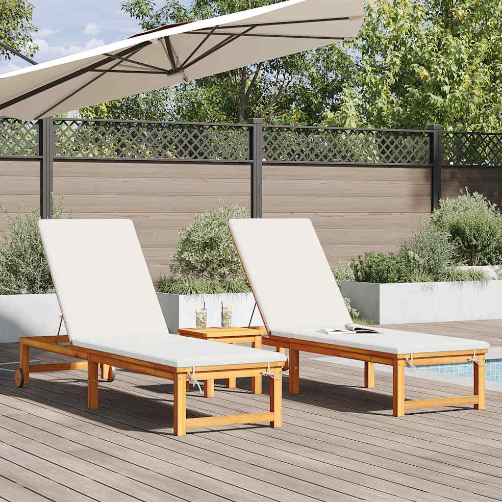 Sun Lounger 2 pcs Solid Acacia Wood Brown