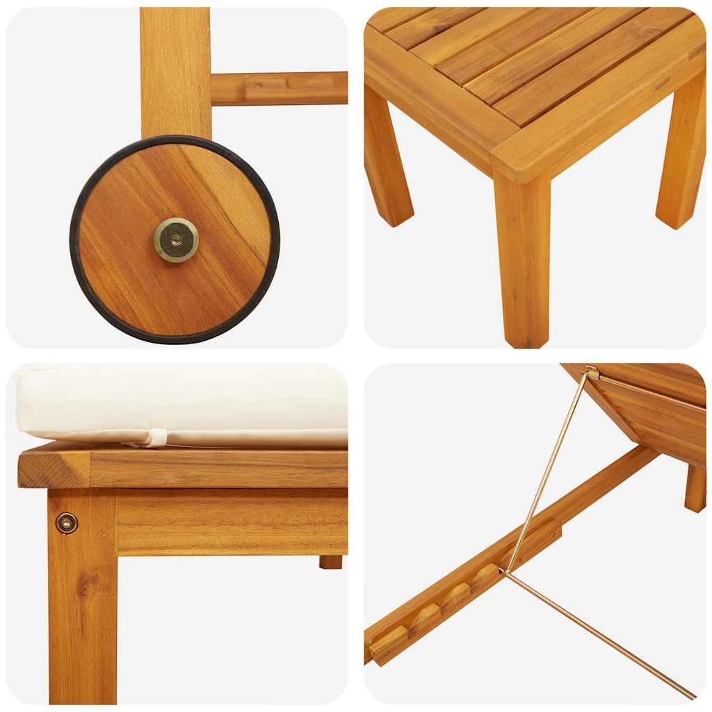 Sun Lounger 2 pcs Solid Acacia Wood Brown