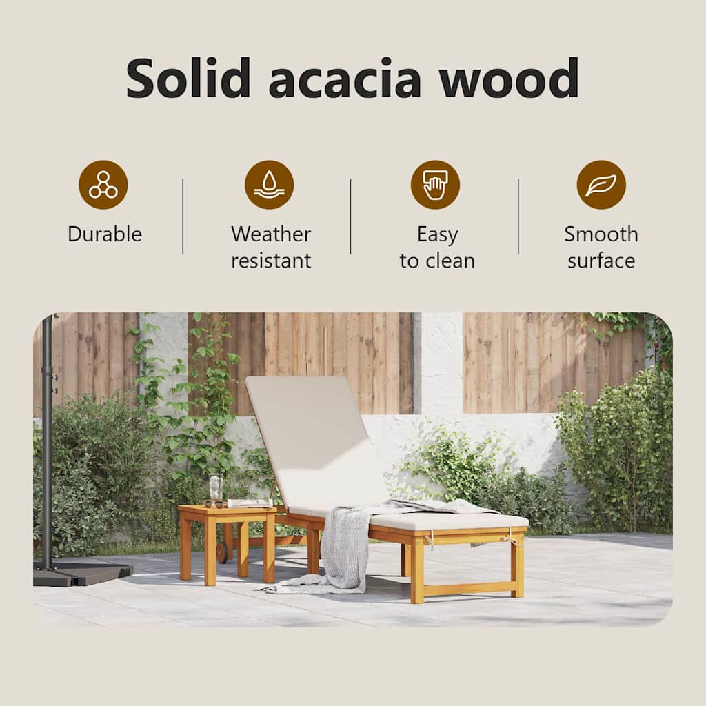 Sun Lounger 2 pcs Solid Acacia Wood Brown