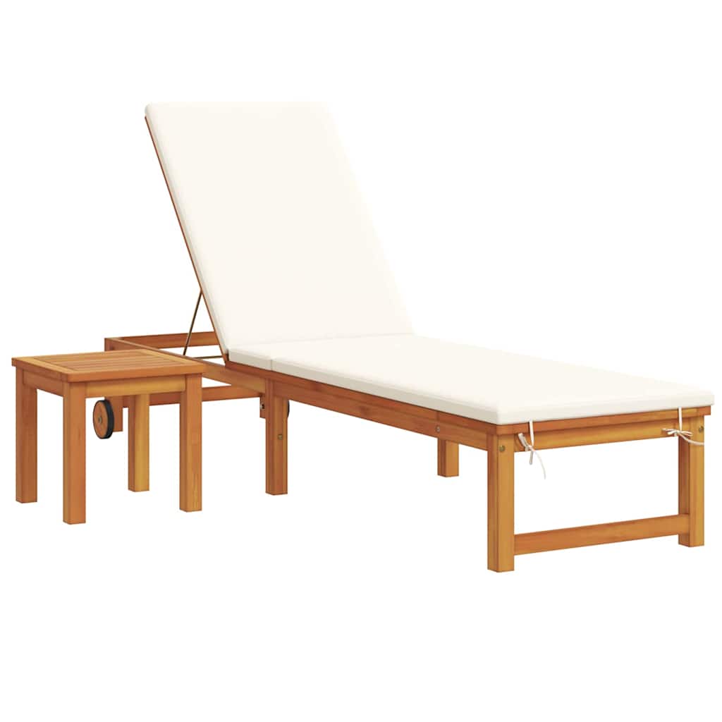 Sun Lounger 2 pcs Solid Acacia Wood Brown