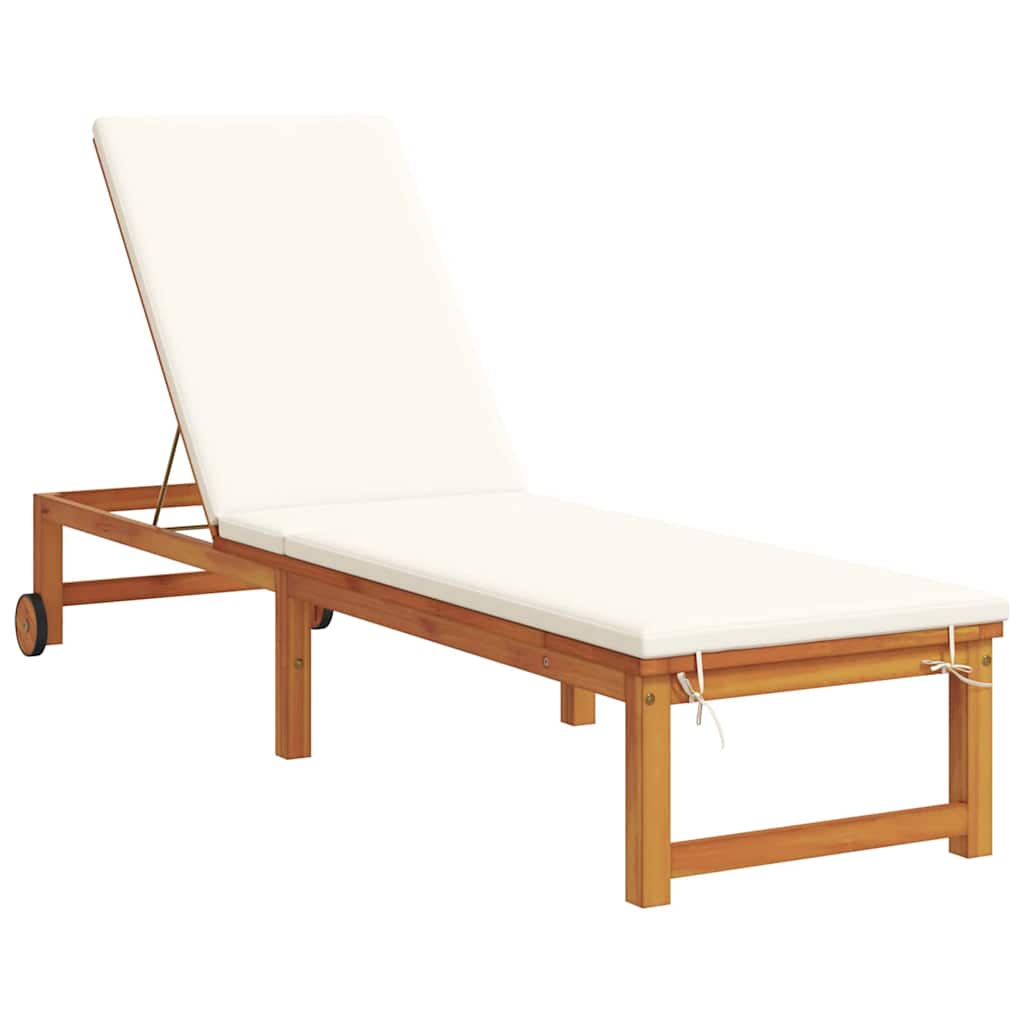 Sun Lounger 2 pcs Solid Acacia Wood Brown