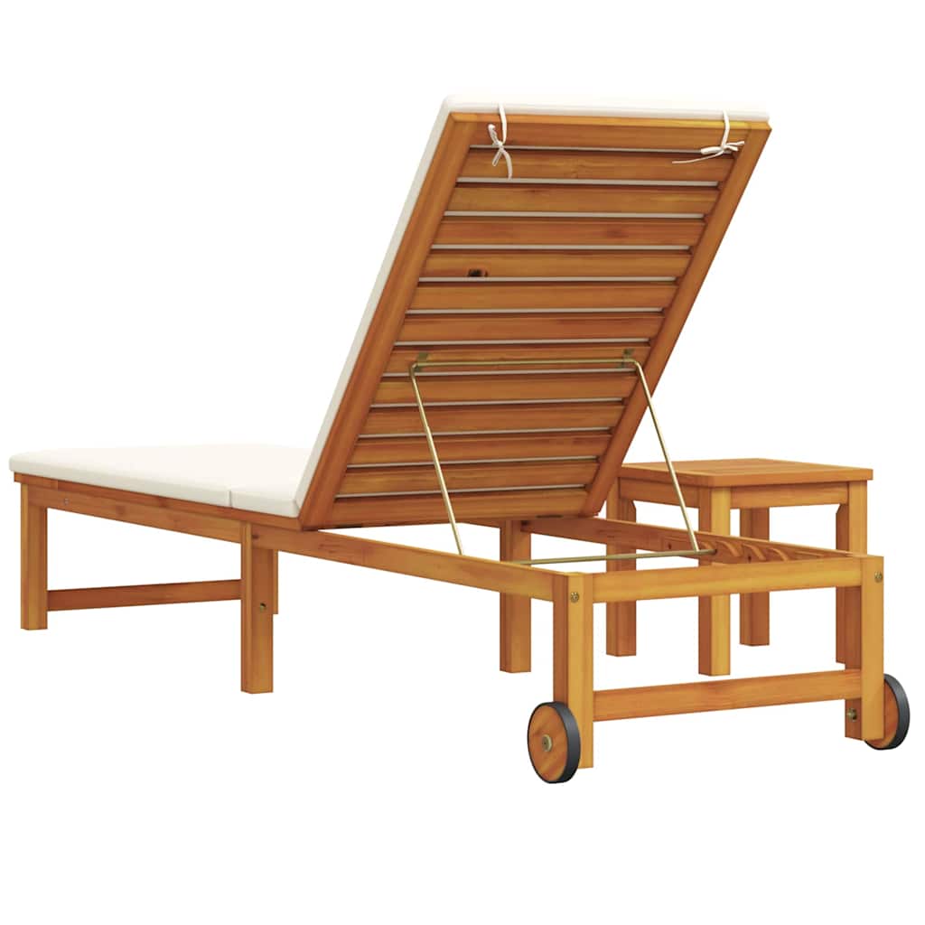 Sun Lounger Reclining 2 pcs Brown Solid Acacia Wood