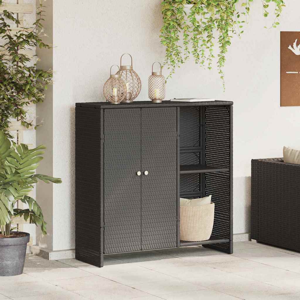 Storage Cabinet with Storage Black 100 x 36 x 102 cm Rattan