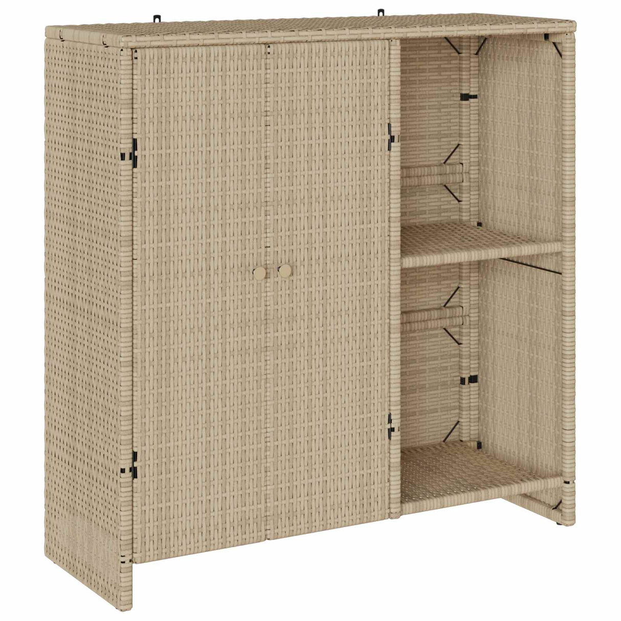 Storage Cabinet with Shelf Beige 100 x 36 x 102 cm Rattan