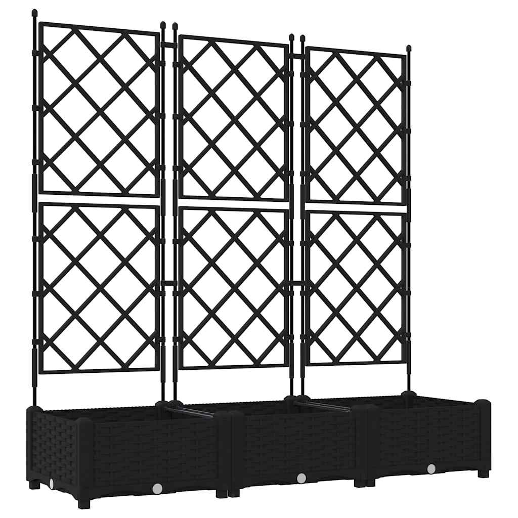 Garden Planter with Trellis 3 pcs Black 120 x 40 x 125.5 cm PP