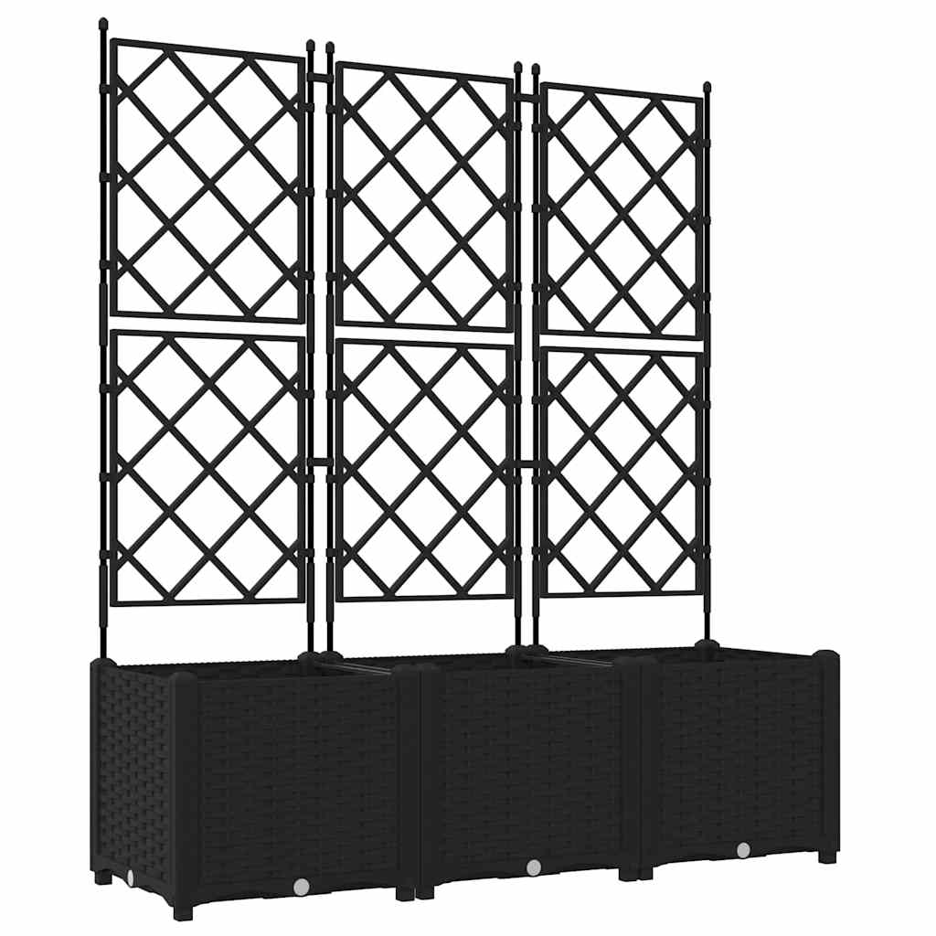 Garden Planter 3 pcs Black 120 x 40 x 143 cm PP
