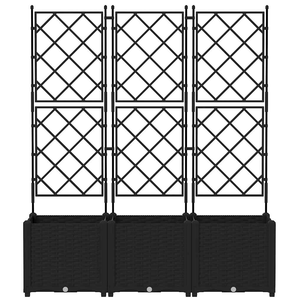 Garden Planter with Trellis 3 pcs Black 120 x 40 x 143 cm PP