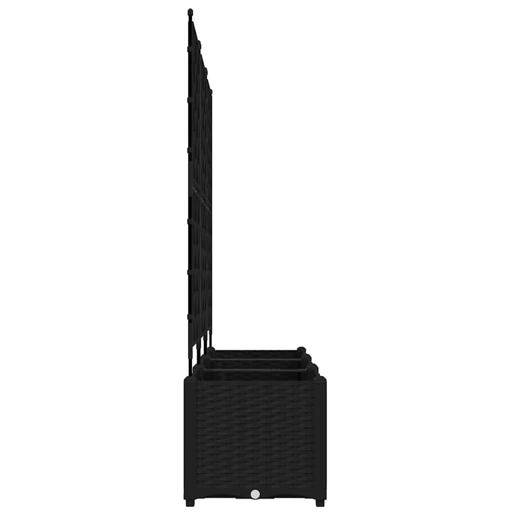 Garden Planter with Trellis 3 pcs Black 120 x 40 x 143 cm PP