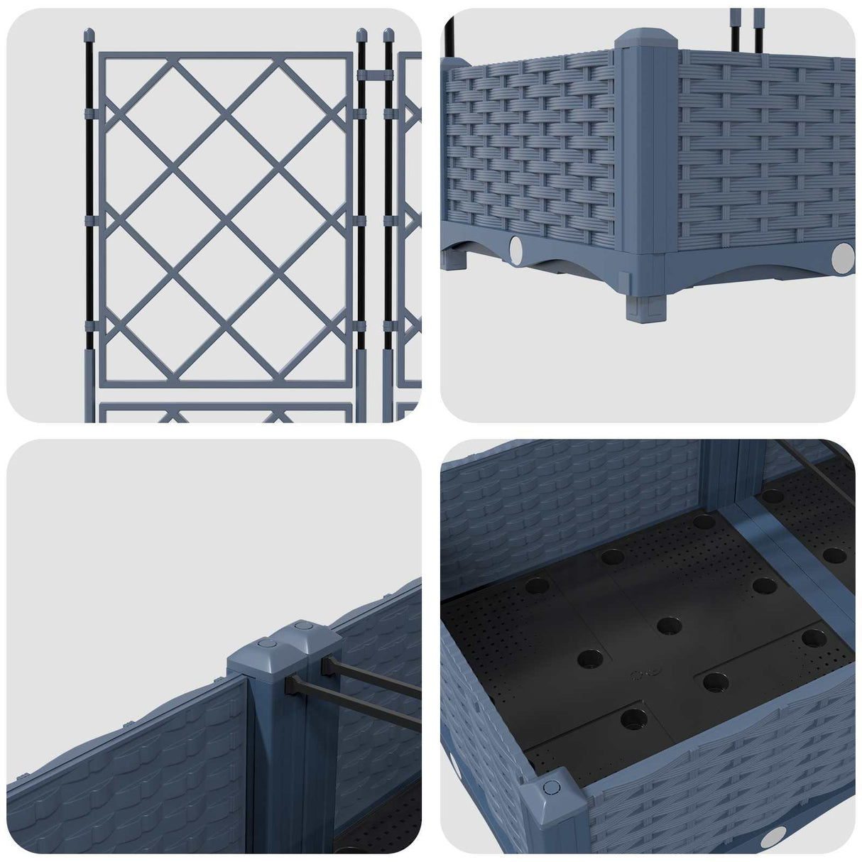 Garden Planter 3 pcs Grey 120 x 40 x 125,5 cm PP