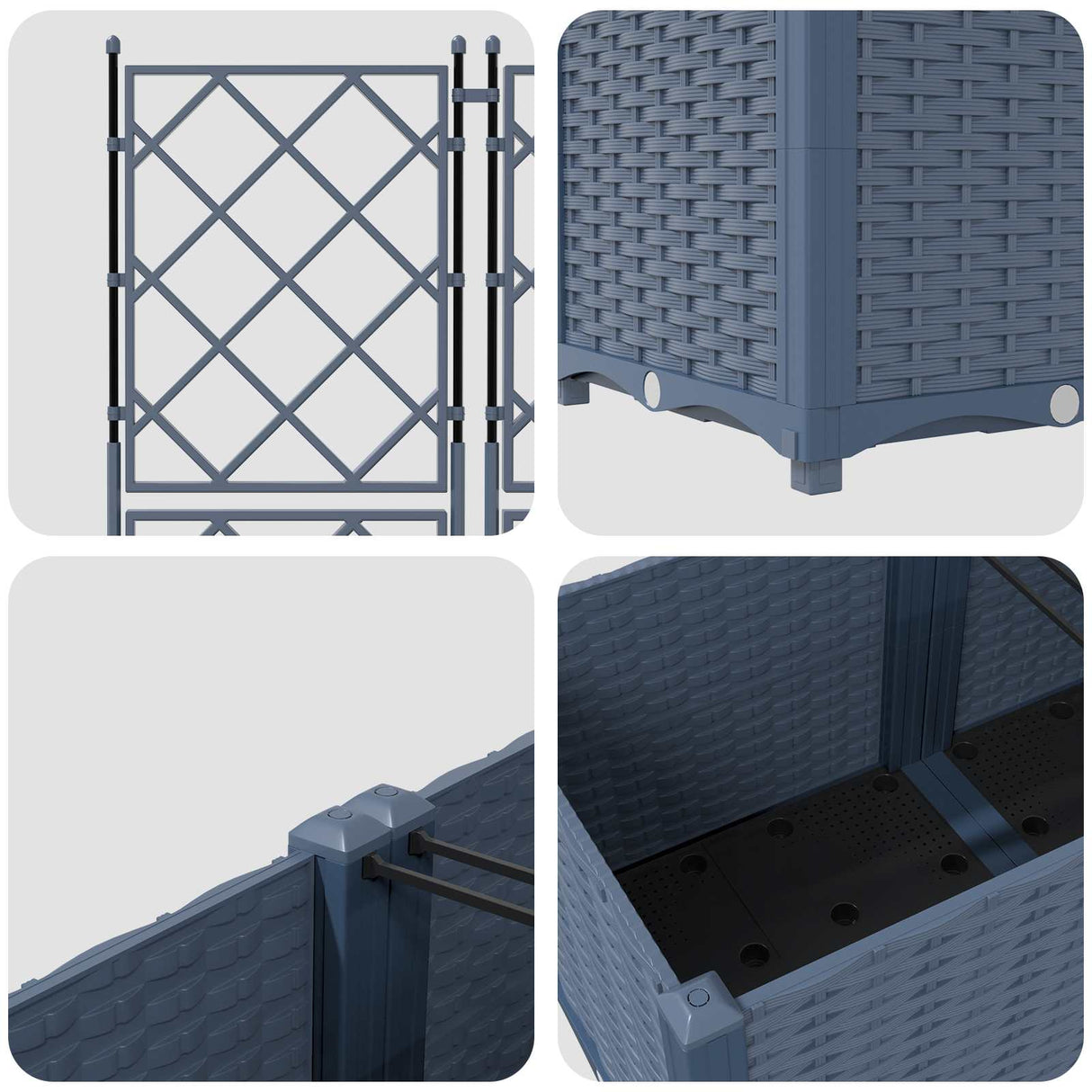 Garden Planter 3 pcs Grey 120 x 40 x 143 cm PP