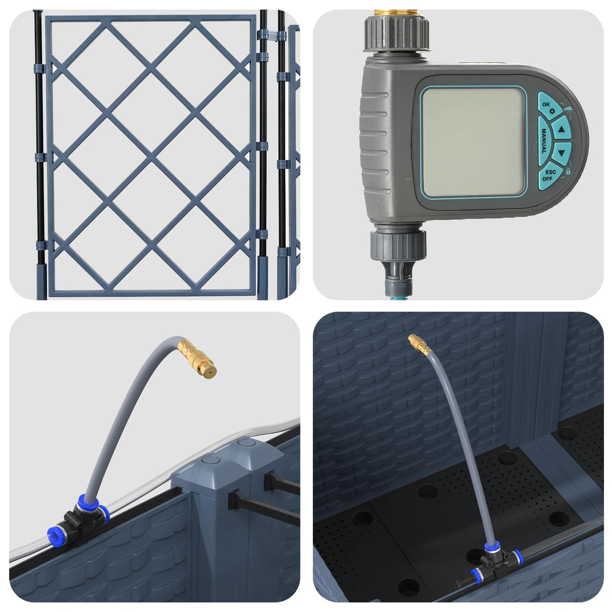 Garden Planter with Trellis 3 pcs Grey 120 x 40 x 143 cm PP