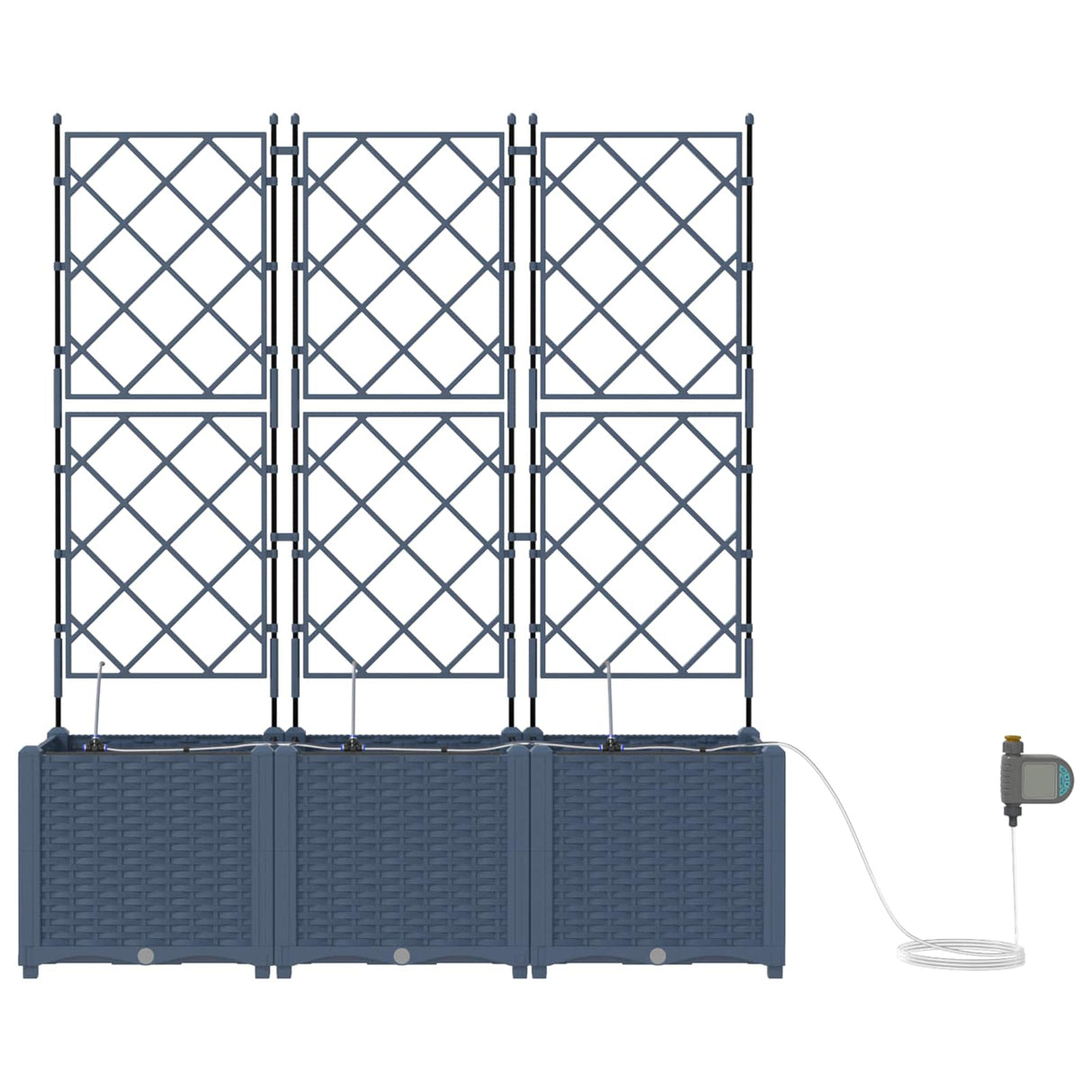 Garden Planter with Trellis 3 pcs Grey 120 x 40 x 143 cm PP