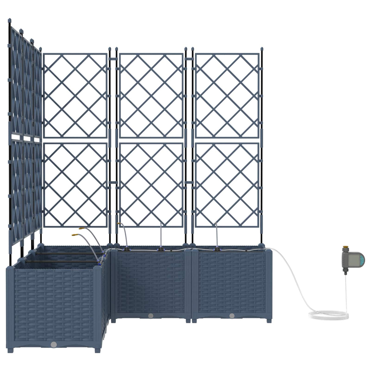Garden Planter with Trellis 3 pcs Grey 120 x 40 x 143 cm PP