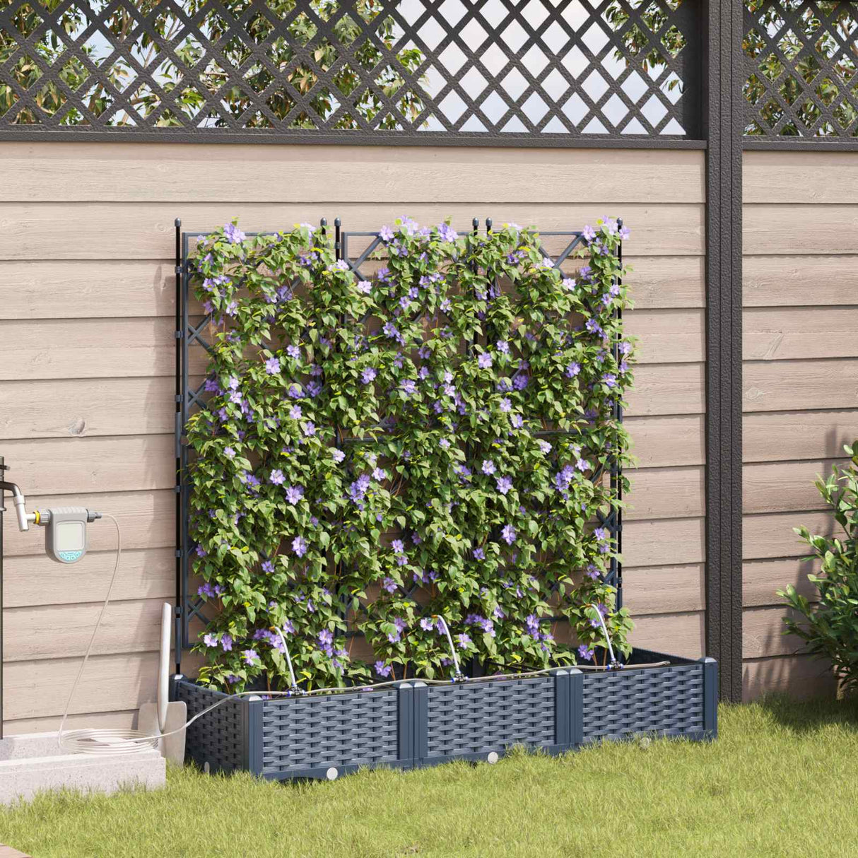 Garden Planter 3 pcs Grey 120 x 40 x 126 cm PP