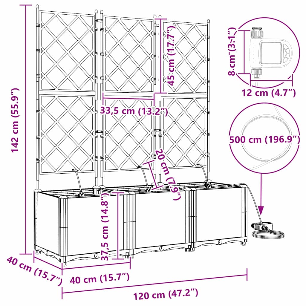 Garden Grey 120 x 40 x 142 cm Steel