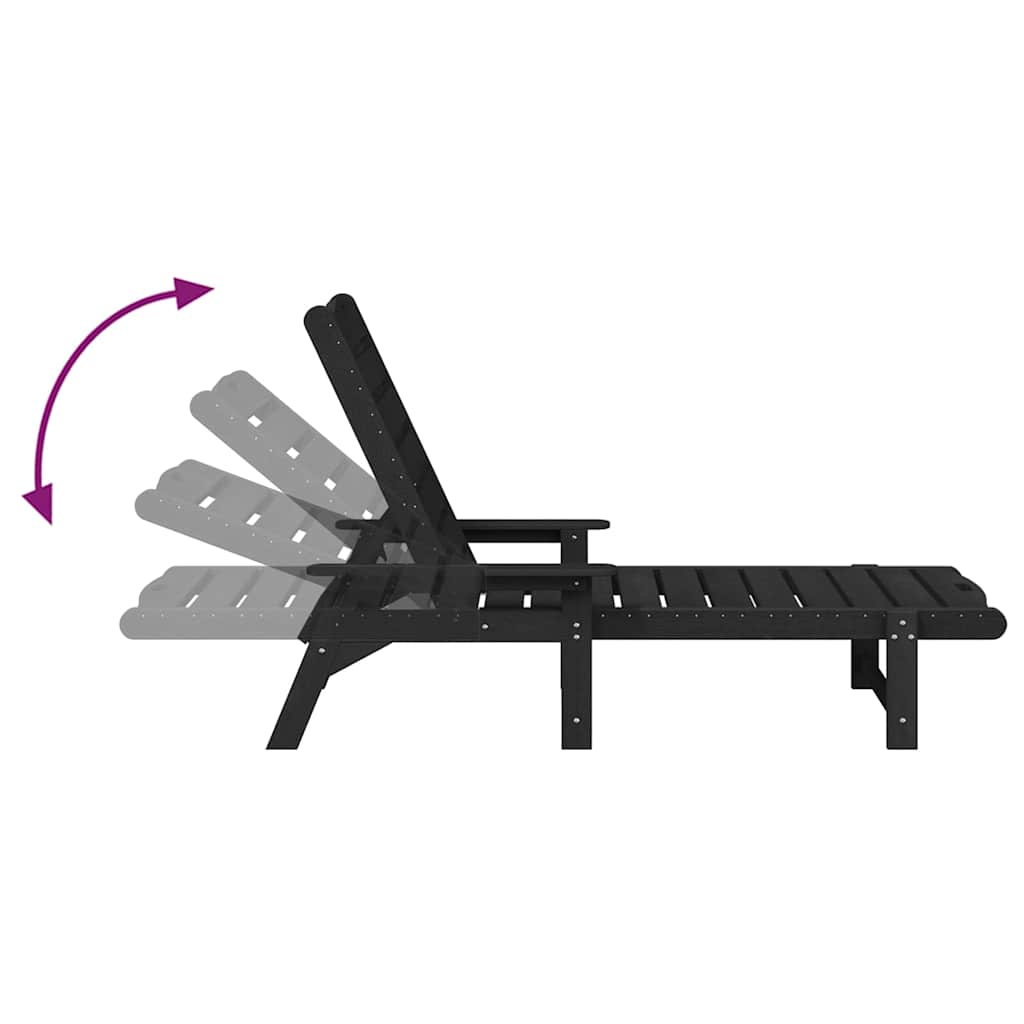 Sun Lounger Black 73.5 x 92 x 90cm HDPE