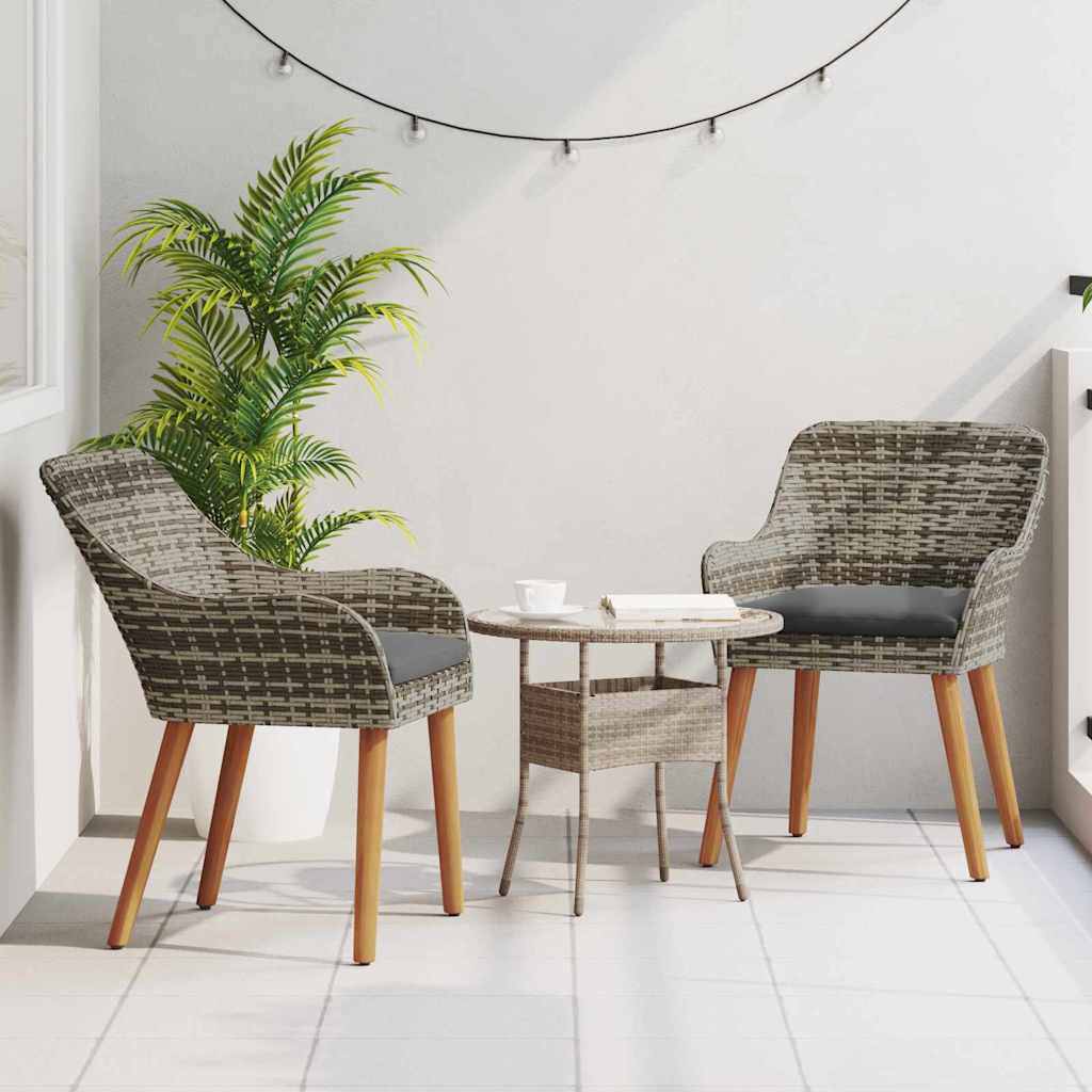 Garden Chair 2 pcs Grey 62.5 x 55 x 82 cm Poly Rattan