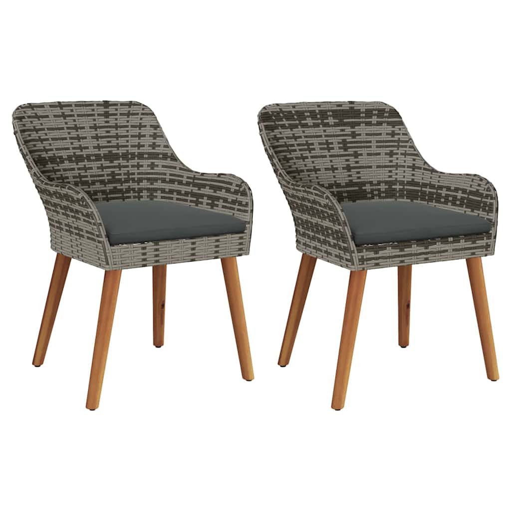 Garden Chair 2 pcs Grey 62.5 x 55 x 82 cm Poly Rattan