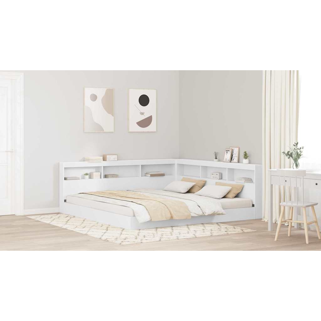 Bookcase Bed with Headboard White 180 x 200 cm Engineered wood