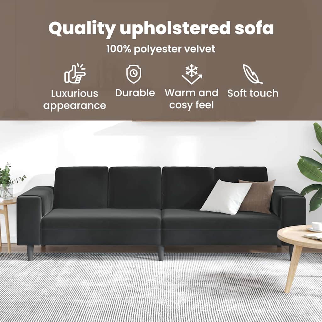 Sofa Set Black Velvet