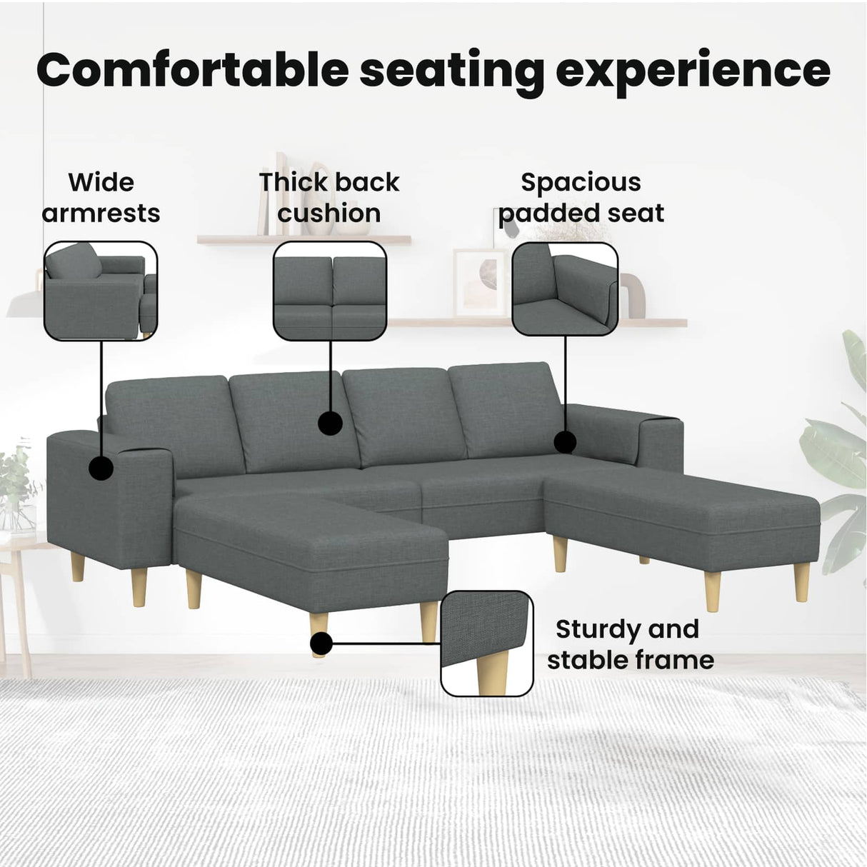 Sofa Set Dark grey Fabric