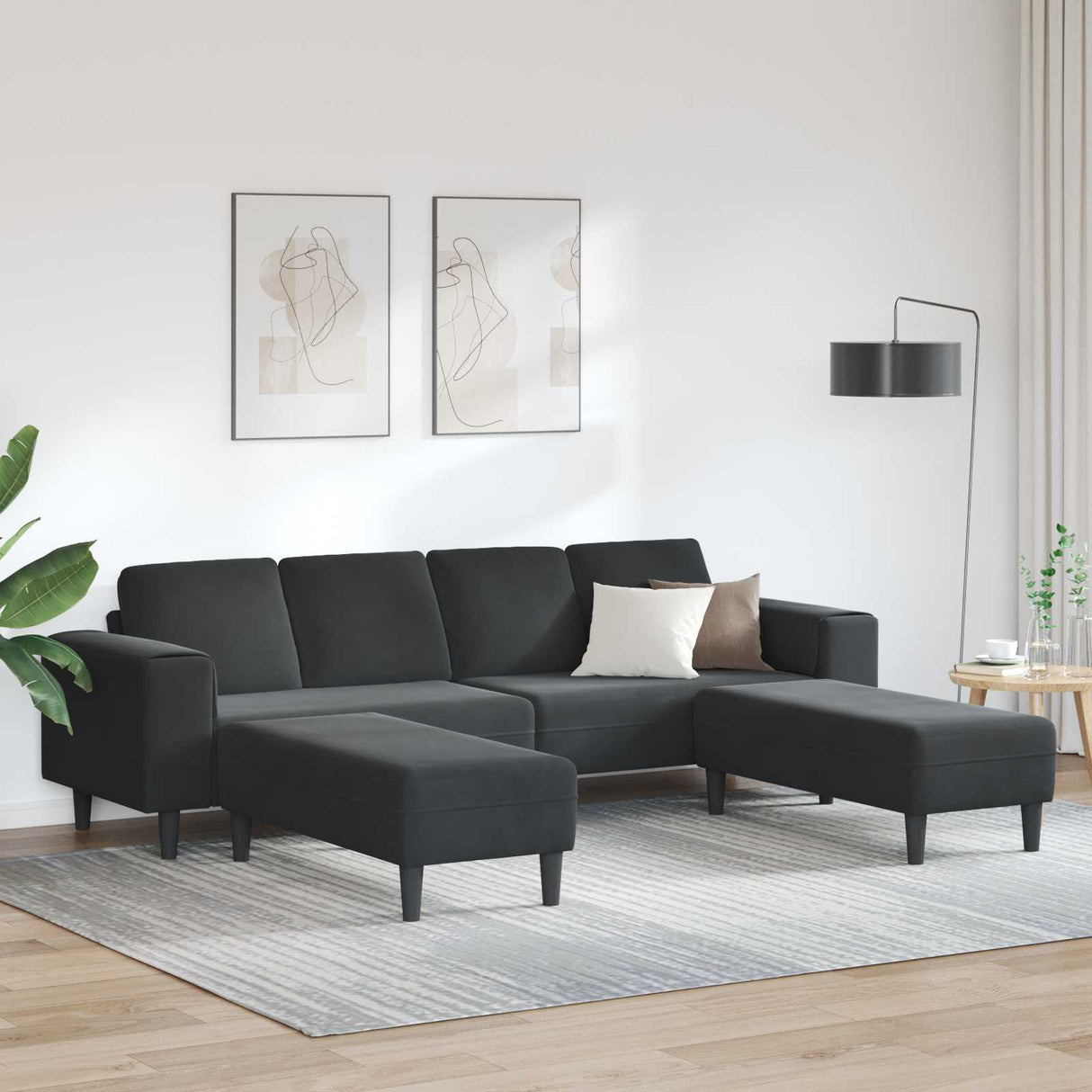Sofa Set Black Velvet