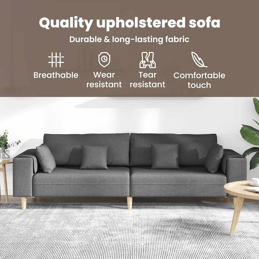 Fabric Sofa with Cushion Dark Grey 208 cm Fabric