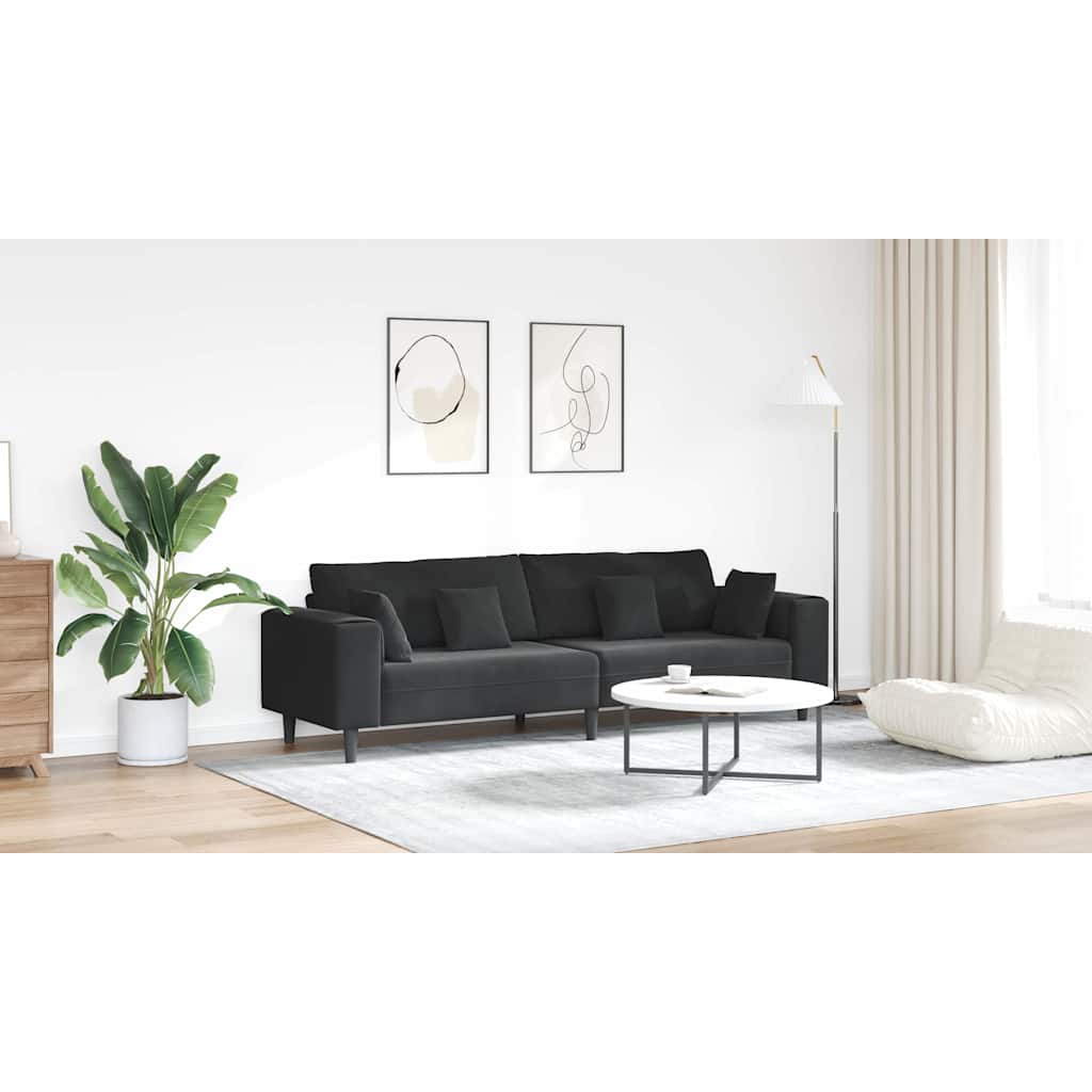 Sofa Black 250 x 77 x 76 cm Velvet