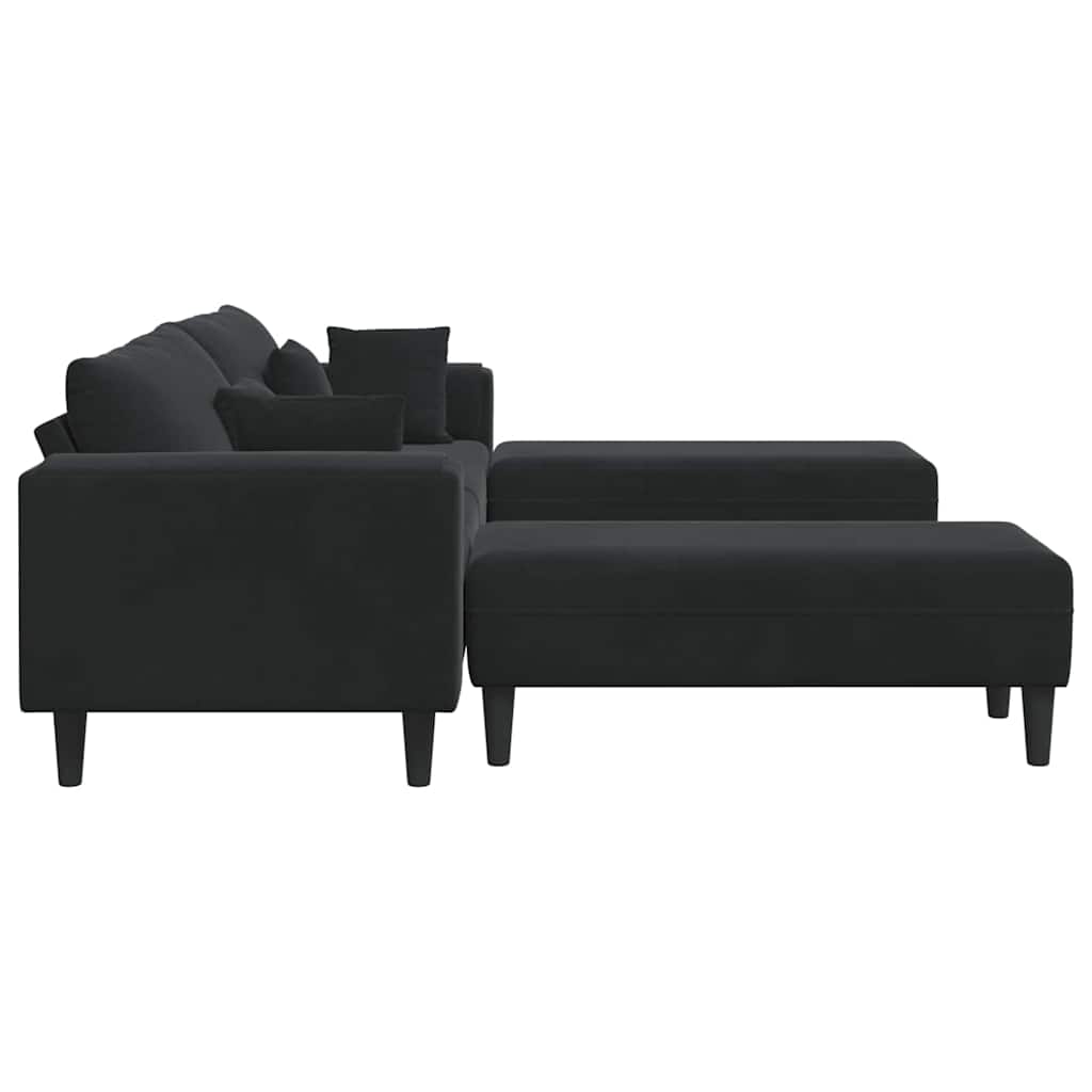 Velvet Sofa with Cushion 3 pcs Black 208 cm Velvet