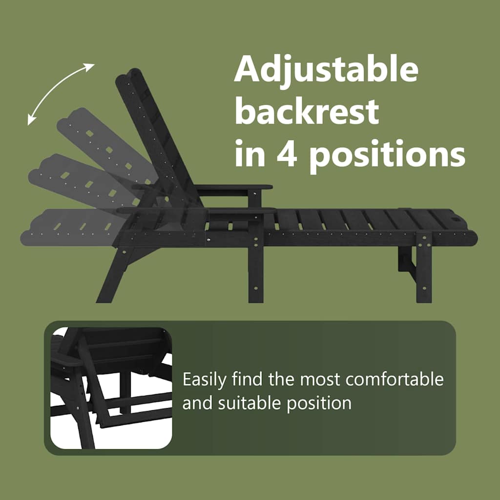Sun Lounger 2 pcs Black 195.5 x 53 x 98.5 cm Polyethylene