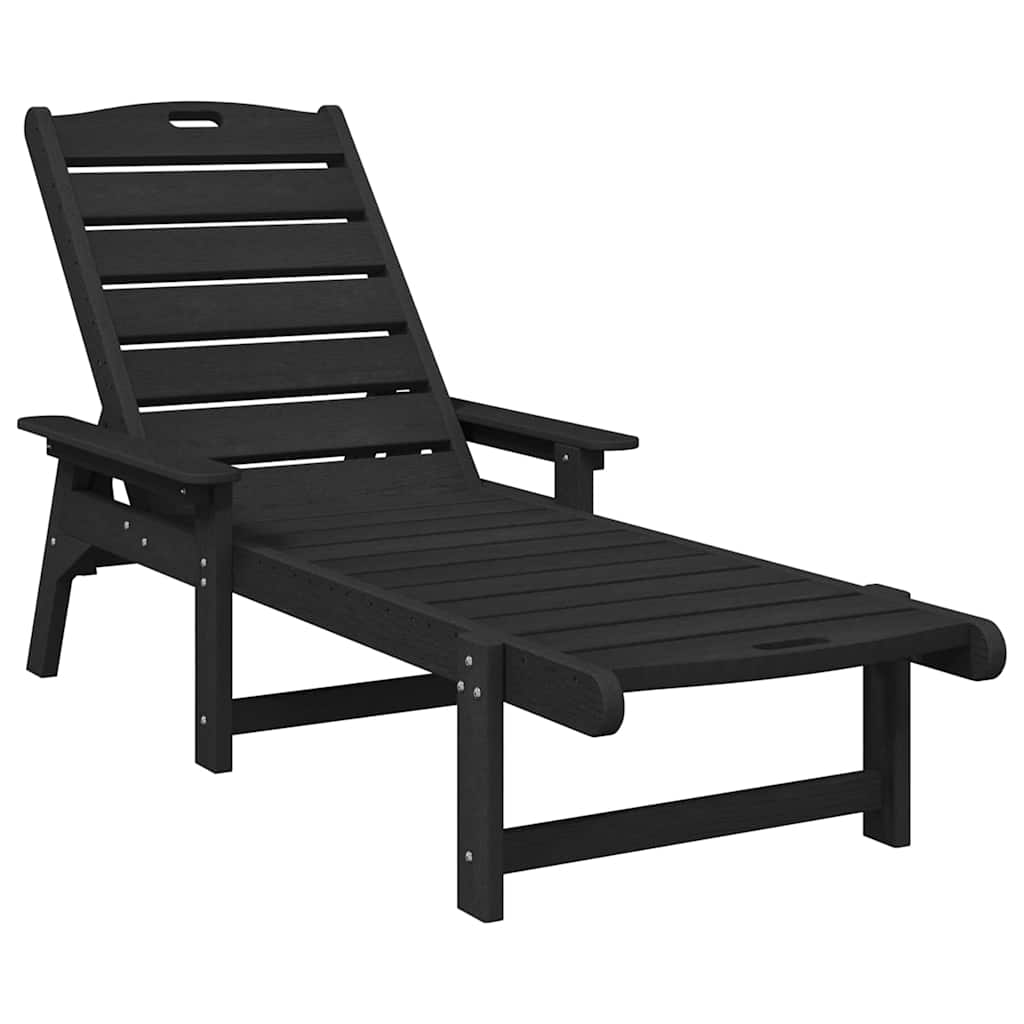Sun Lounger 2 pcs Polyethylene Black