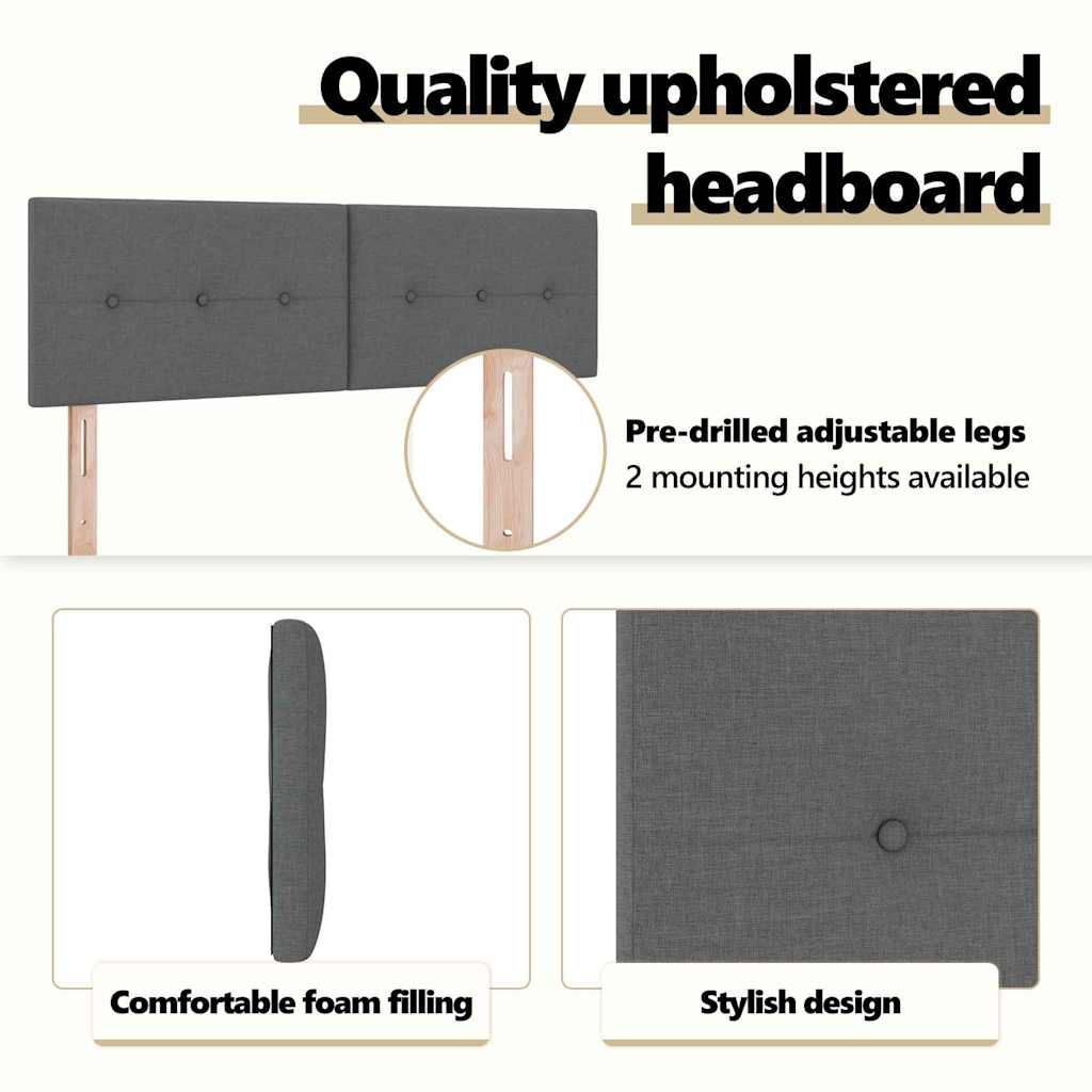 Height-Adjustable Headboard Dark Grey 144 cm Fabric