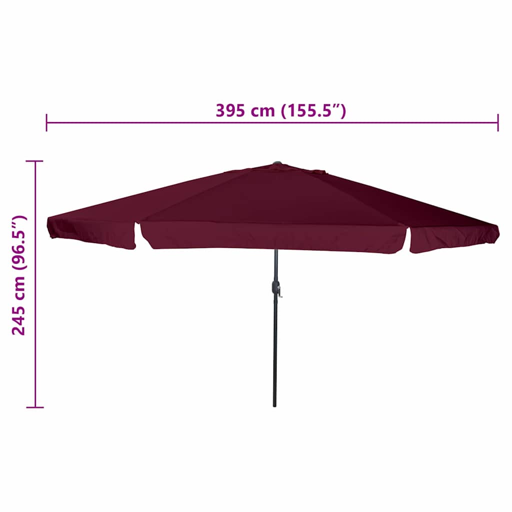 Garden Parasol Bordeaux Red 394 x 394 x 248 cm