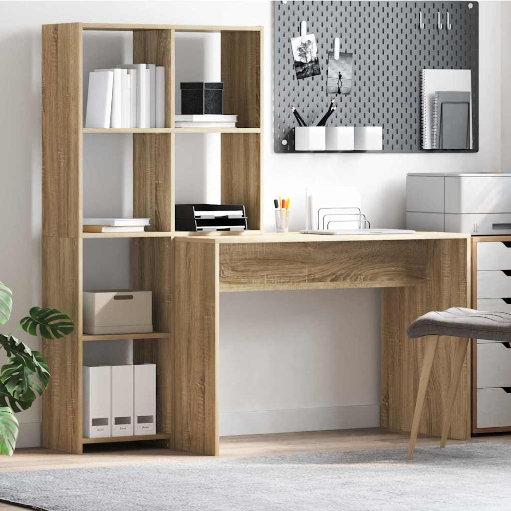 Desk with Shelf Sonoma oak 138.5 x 55 x 143 cm Engineered wood