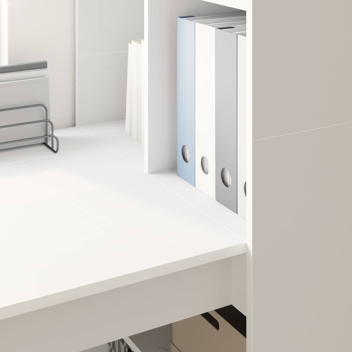Desk White Engineered Wood 122 x 67 x 145 cm