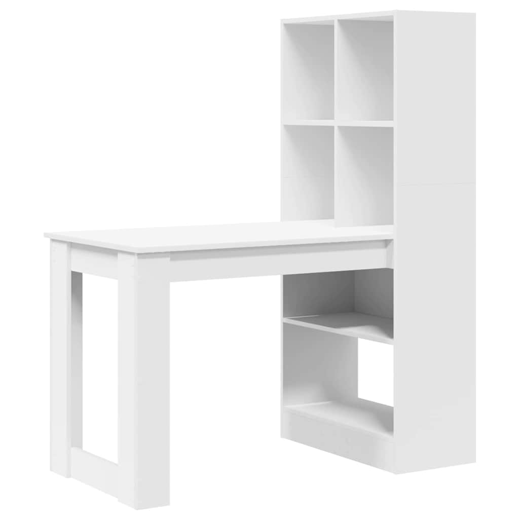 Desk with Shelf White 122 x 67 x 145 cm Engineered Wood