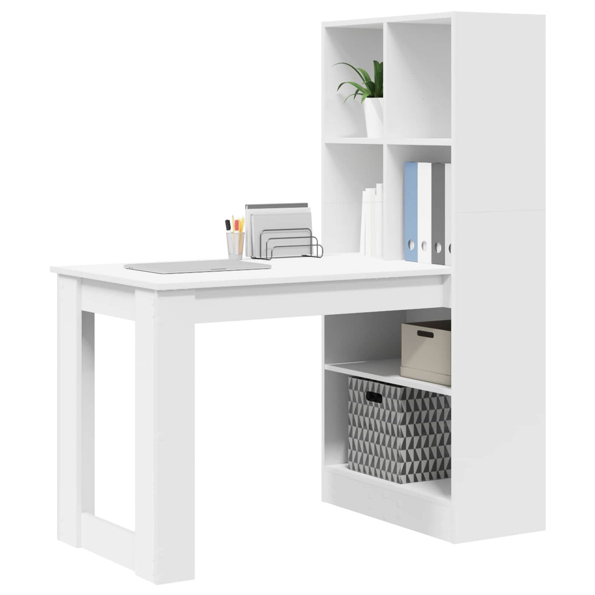 Desk White Engineered Wood 122 x 67 x 145 cm