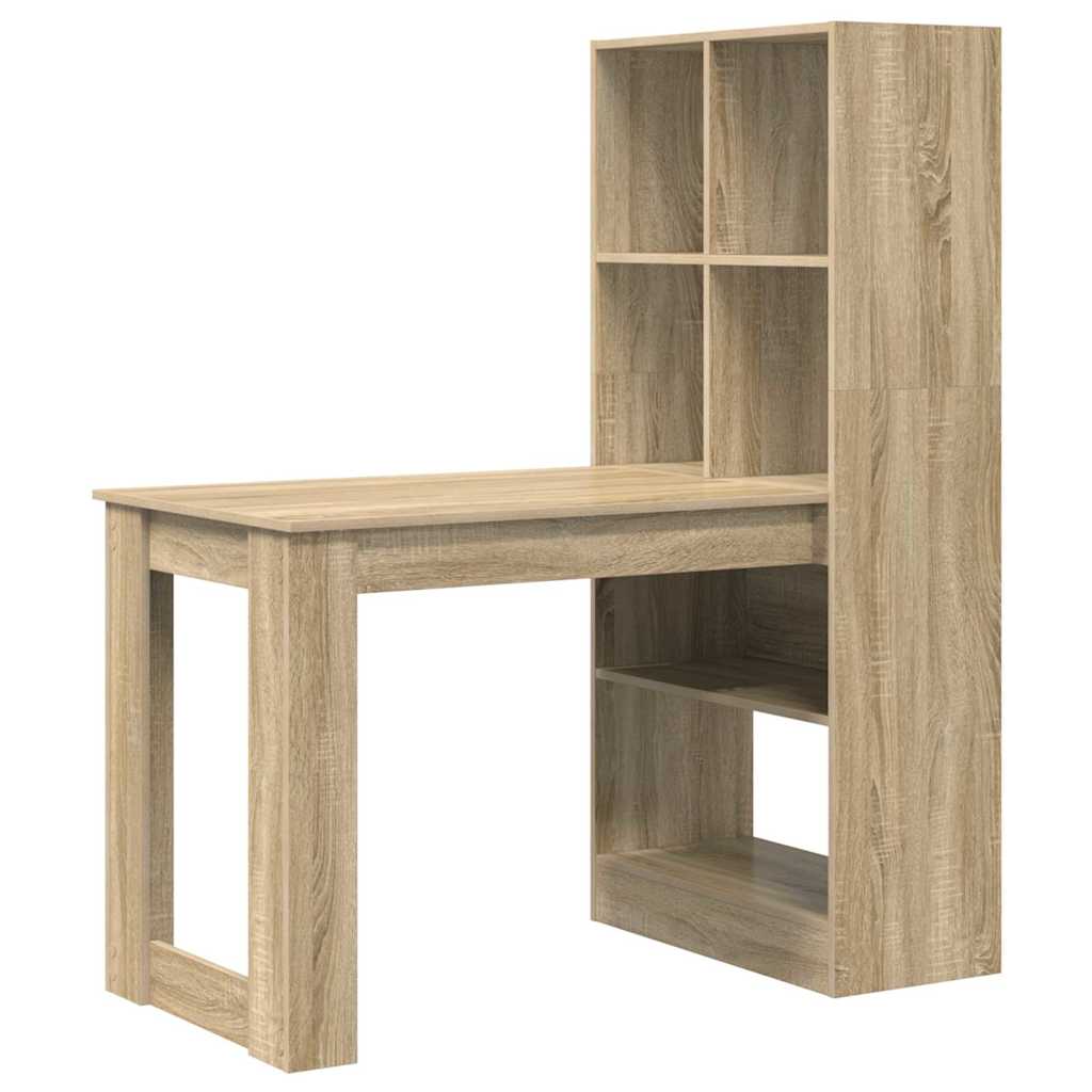 Desk with Shelf Sonoma oak 122 x 67 x 145 cm Engineered Wood