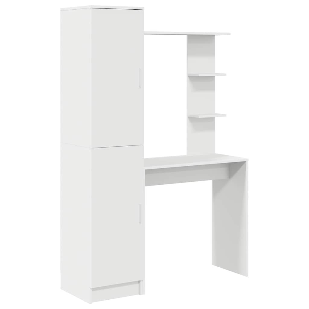 Desk with Storage with Shelf 2 pcs White Engineered wood
