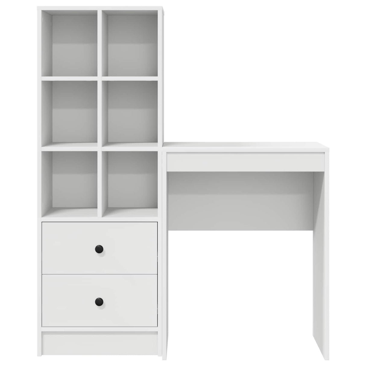 Desk with Drawer with Shelf with Storage 2 pcs White