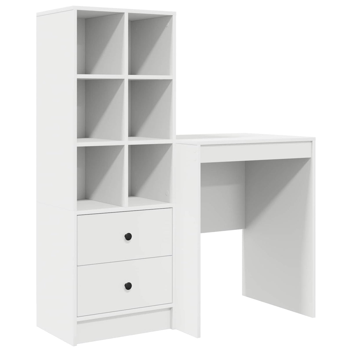 Desk with Drawer with Shelf with Storage 2 pcs White