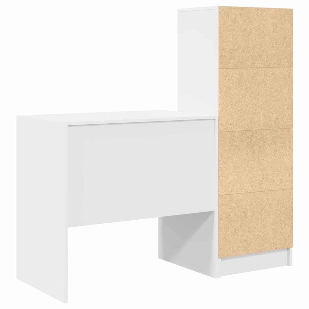 Desk with Storage with Drawer 2 pcs White Engineered wood
