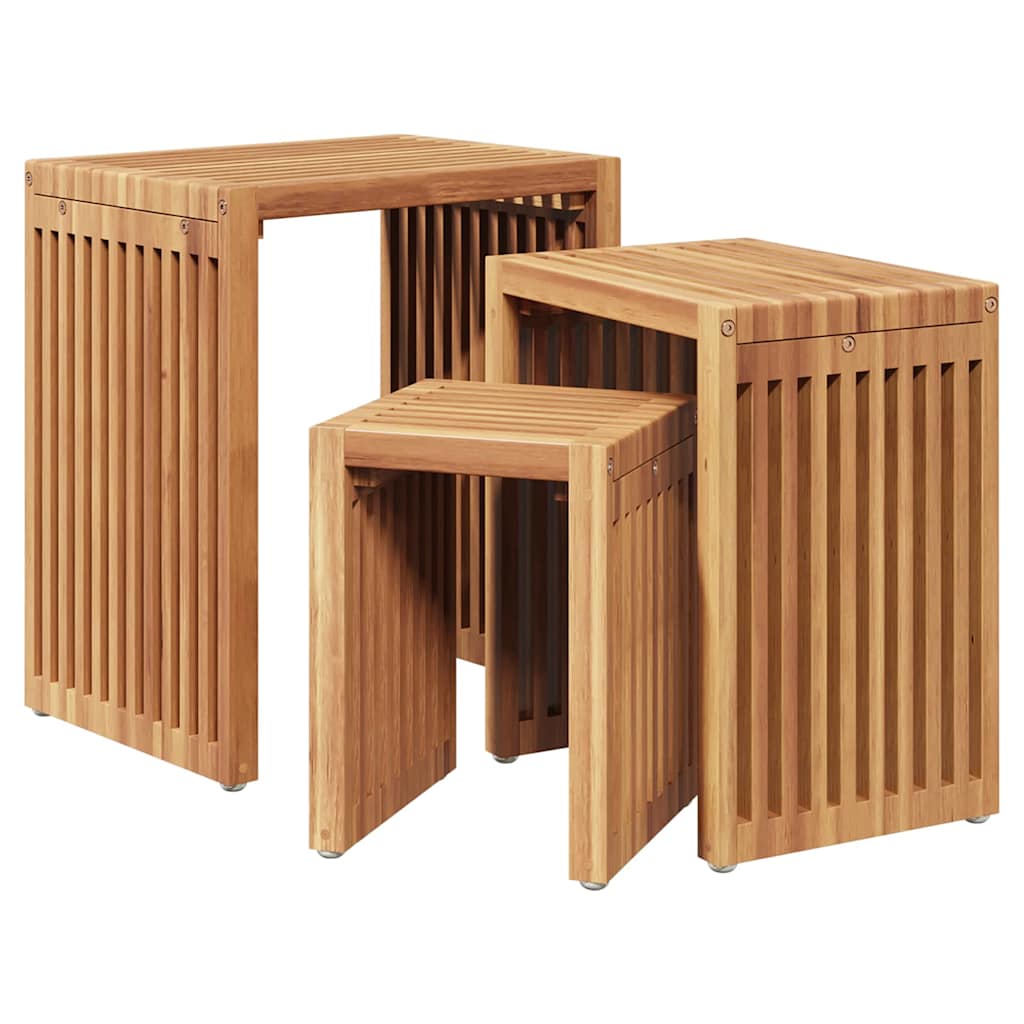 Nest of Side Tables Stackable 3 pcs Brown 33 x 44.5 x 51 cm