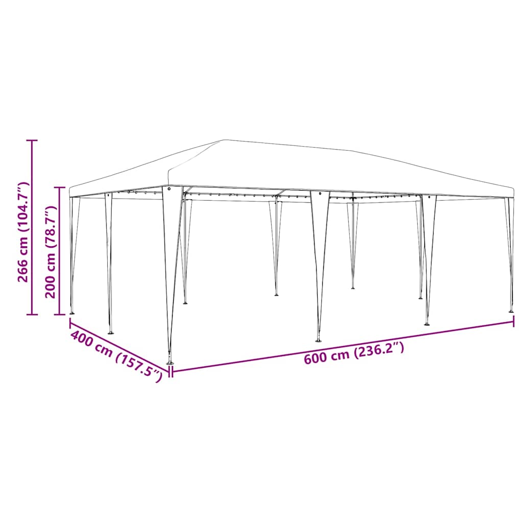 Party Tent White 600 x 400 x 266 cm Polyester and Steel