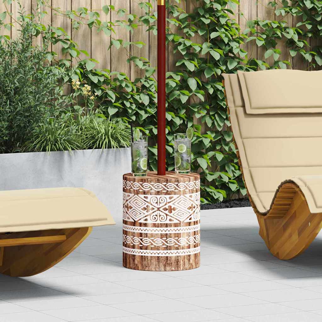 Parasol Base 23 kg White Washed Solid Wood Cylindrical